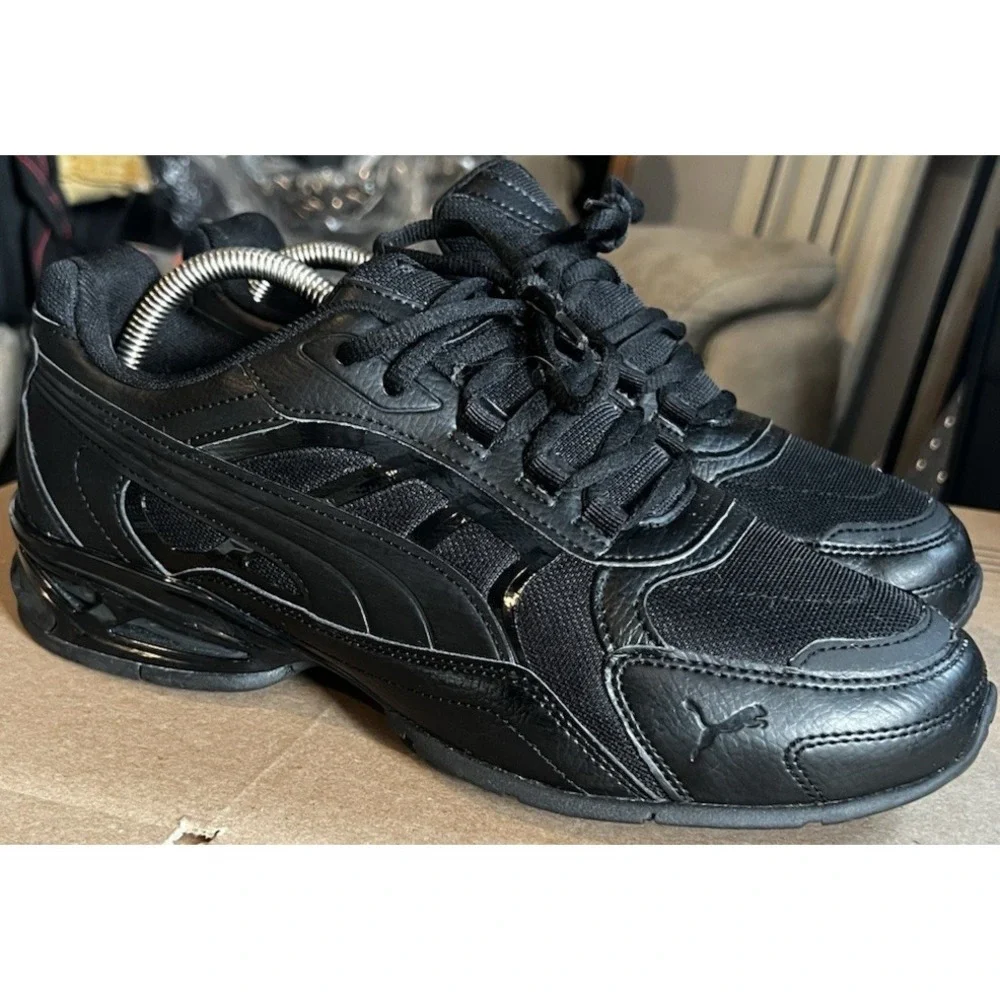 PUMA Respin Men's Size 9.5 Lace Up Triple Black Sneakers Casual Shoes 382724-04